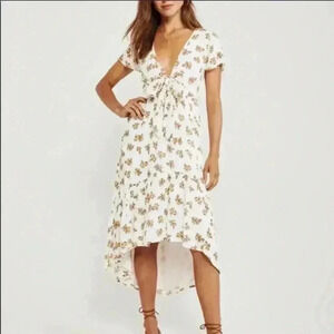 Abercrombie & Fitch Womens Ruffle Hem Midi Dress